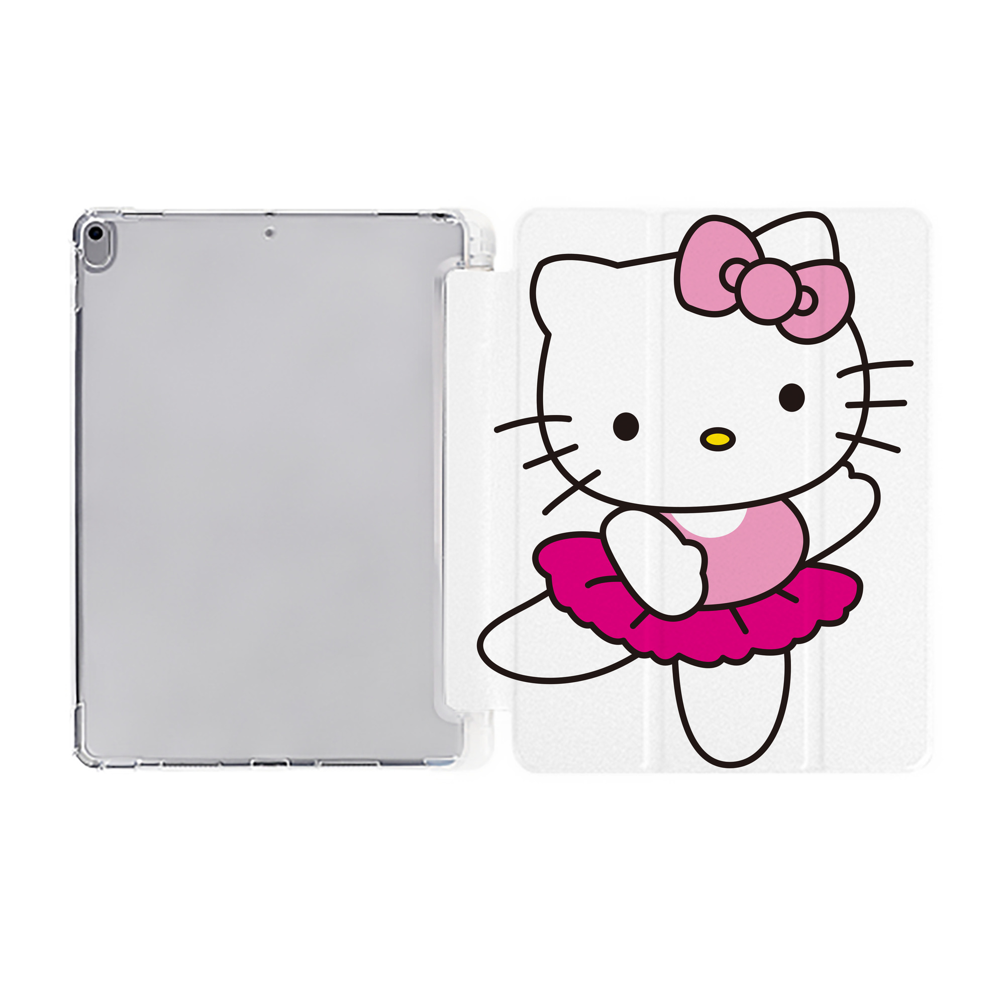 （画像用） Hello Kitty ハローキティ IPad ケース ペン収納付き 三つ折りスタンド PUレザー×シリコン 対応機種9.5/10.5/10.9インチ